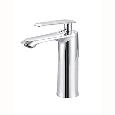 Imagem de LIDON Torneira da pia do banheiro Torneiras de latão torneira da bacia quente e fria torneira da pia do banheiro manípulo único torneira de latão banheiro para pia, cromo A (cor: cromo C)