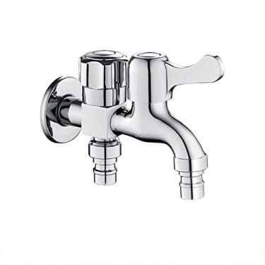 Imagem de LIDON Torneira da máquina de lavar preta um em dois adaptadores de torneira dupla para cozinha saída dupla torneira de jardim 1/2 polegada para banheiro, preto A (cor: cromado A)