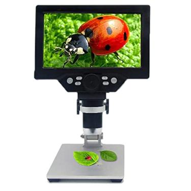 Imagem de GFONIX Adaptador de microscópio G1200 microscópio digital eletrônico 12MP 7 polegadas display LCD 1-1200X acessórios de microscópio de lupa contínua (cor: sem bateria)