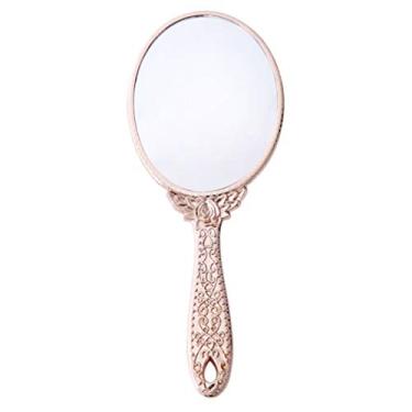 Imagem de 1 Unidade Espelho De Maquiagem Espelho De Aumento De Mão Espelho De Beleza Compacto Espelhos De Mão Com Alça Espelho De Mão Antigo Senhorita Lidar Com Espelho Ar Livre Vidro