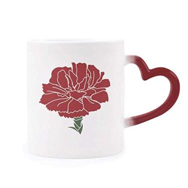 Imagem de Caneca de grés rosa cravo mothe Day flor planta sensível ao calor vermelha muda de cor