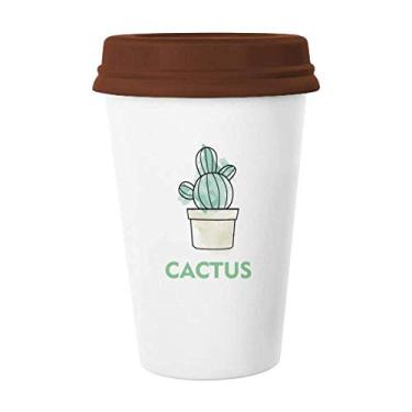 Imagem de Aquarela Cacto Suculentas em vaso Caneca de café Copo de cerâmica Copo de cerâmica
