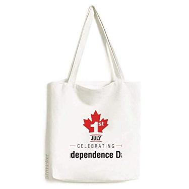Imagem de Bolsa de lona com a bandeira da folha de bordo do Canadá, bolsa de compras casual