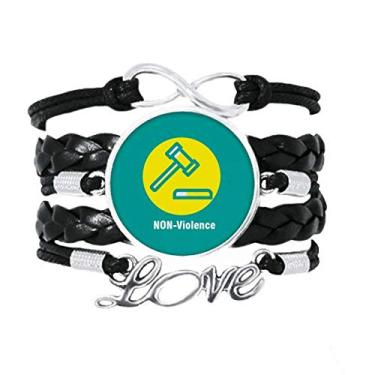 Imagem de OFFbb-USA Pulseira de amizade "Keeain Peace Friendship", acessório de couro torcido para presente