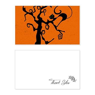 Imagem de Árvore de gato Halloween Hallowmas laranja cartão de agradecimento aniversário aniversário saudação casamento agradecimento