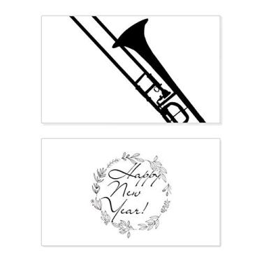 Imagem de Trombone com estampa de instrumento de música clássica, ano novo, festival, cartão de felicitações, mensagem de abençoar presente