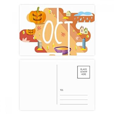 Imagem de Conjunto de cartões postais de aniversário com ilustração de mês de outubro