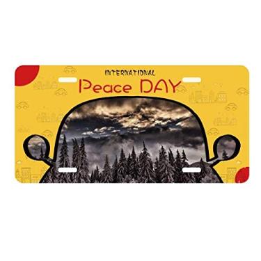 Imagem de DIYthinker Placa de carro céu escuro céu pinheiro branco etiqueta decoração de carro dia da paz