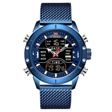Imagem de Relógio digital masculino NAVIFORCE, impermeável, esportivo, aço inoxidável, militar, quartzo, relógio de pulso, 45 mm