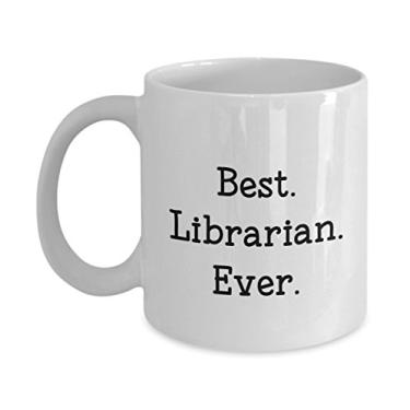 Imagem de Caneca Best Librarian Ever – Caneca de café de cacau quente divertido – ideia de de Natal