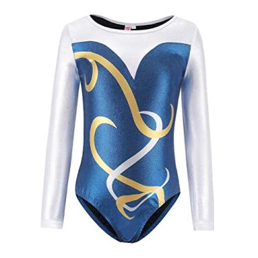 Imagem de Vaveren Collant de ginástica Dancewear, Sparkles Sportswear Roupa de banho de manga comprida Trajes de balé Bodysuit para Training Girls, 10 jardas