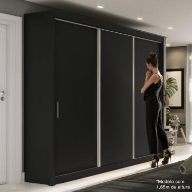 Imagem de Guarda Roupa Casal 3 Portas 4 Gavetas 188,5cm Viena Preto