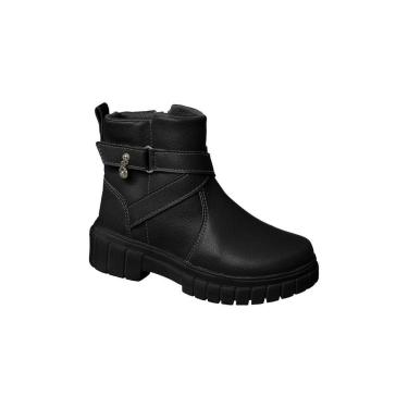 Imagem de Bota Coturno Infantil Feminina Ortopé Glam Boot Detalhe Pingente Preto