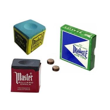 Imagem de 1 Giz Preto Master 2 Sola 1 Giz Triangle Verde Taco Sinuca