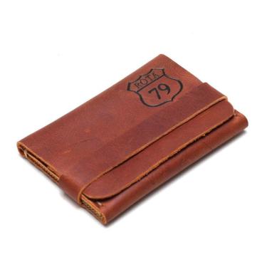 Imagem de Carteira Masculina Pequena Chopper Design Pocket De Couro Havana Handmade-Masculino