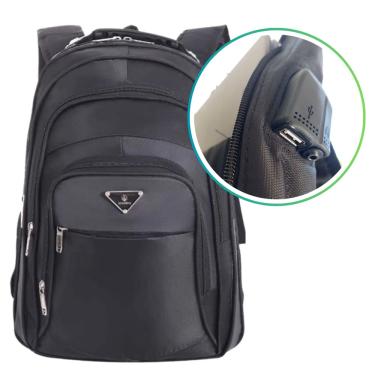Imagem de Mochila Masculina Reforçada Bolsa Notebook Saída Usb e Fone