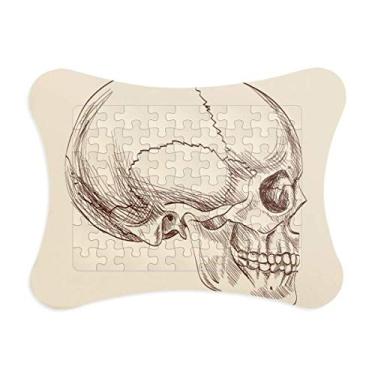 Imagem de Moldura de quebra-cabeça de desenho de caveira humana, enfeite de jogo de quebra-cabeça