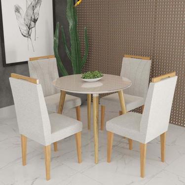 Imagem de Conjunto de Mesa Redonda Veneza Com Vidro e 4 Cadeiras Onix