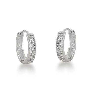 Imagem de Brinco Argola Click Duas Fileiras Zirconias Prata 925 - 1,37cm