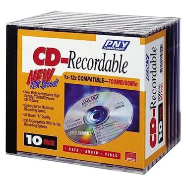 Imagem de PNY CDR010B12-JS CD-R 80 minutos, 700 MB, 12x (pacote com 10 caixas com porta-joias)