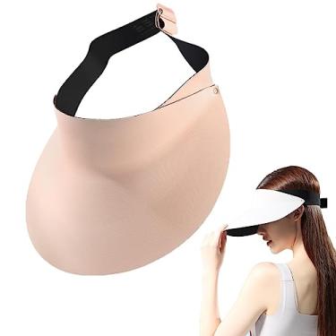 Imagem de Chapéu protetor solar integrado sem marcação UV, chapéus de viseira de sol feminino aba grande verão proteção UV boné de praia