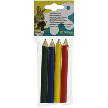 Imagem de Ferplast Pa 4753, Brinquedo de Roer Para Roedores, Lápis Sortidos, 4 Unidades, Madeira Ferplast Para Roedores e Outros Animais Pequenos, Variado