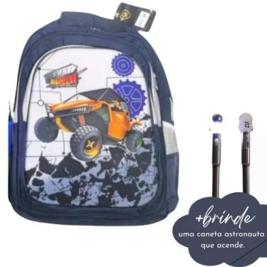 Kit Mochila Infantil Blaze Monster Machine Carro Rodinhas G