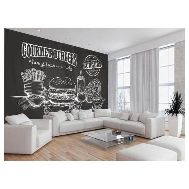 Imagem de Papel De Parede 3D Estilo Lousa Lanches Comidas 3,5M Lcb35