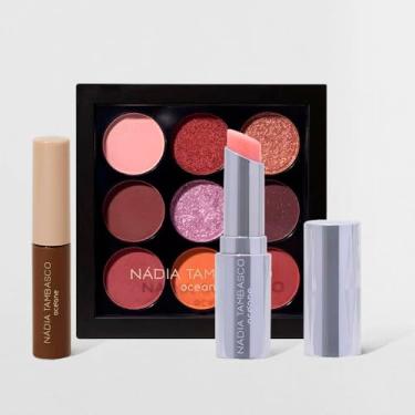 Imagem de Kit Paleta de Sombras To Go Fire Revitalizador Labial Máscara de Sobrancelha Castanho Nádia Tambasco By Océane