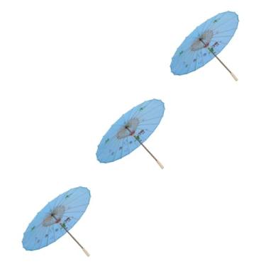 Imagem de Holibanna 3 Pecas Guarda-chuva Chinês Guarda-chuva De Papel Oleoso Guarda-chuva Cosplay Decoração De Casamento Chinês Sombrinha Japonesa Sol Chinês Ásia Clássico De Madeira Mulheres