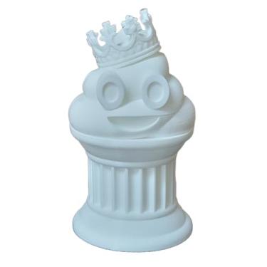 Imagem de Znet3D Troféu de emoji King Poop – Prêmio divertido e presente – Feito à mão com fabricação aditiva – 15 cm de altura – com um emoji sólido de cocô com uma coroa, preso em uma coluna (branco)
