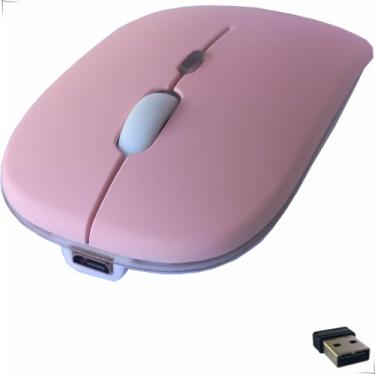 Imagem de Mouse Sem Fio Recarregável Wireless Optico Led Ergonômico (Rosa)