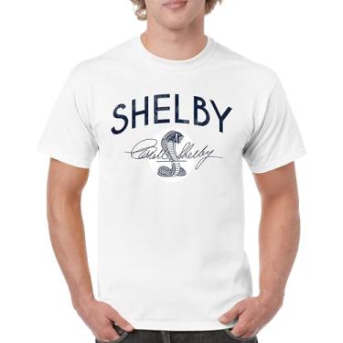 Imagem de Camiseta masculina vintage com logotipo Shelby Cobra American Legendary Mustang 427 GT500 GT350 Performance Powered by Ford, Branco, P
