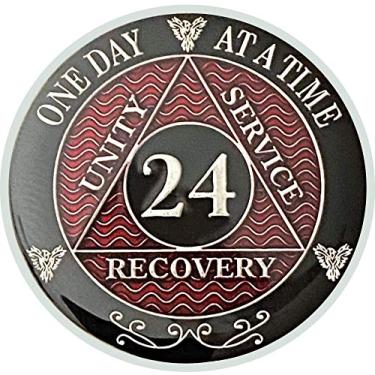 Imagem de Simply Minimal AA 21-30 Anos Prata Cores Banhadas Moedas de Recuperação, Alcoólicos Anônimos Medalhões, 24 red