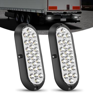 Imagem de Nilight Luz traseira oval de 15,2 cm, 2 peças, branca, 24 LEDs, luz de marcha, montagem em superfície, selada, IP67, lanterna traseira à prova d'água para trailer de 12 V, trailer, trailer, caravana,