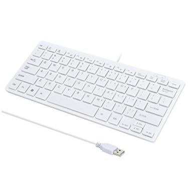 Imagem de I Focus MCSaite Mini teclado com fio de 78 teclas – com capa de teclado para laptop Mac Windows 10/8/7/Vista/XP (branco + película de teclado)