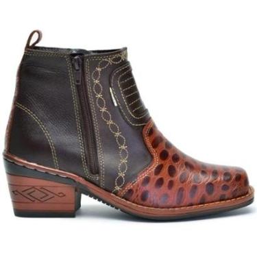 Imagem de Bota Masculina Couro Legítimo Estampado Zíper Salto Carrapeta Country Rodeio 1010-Masculino