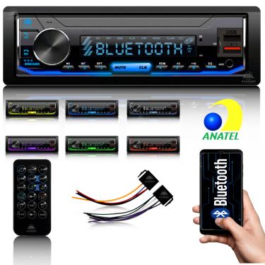 Imagem de Som Automotivo Radio Mp3 Bluetooth Aparelho Auto Radio 7 Cores Fm Muda De Cor