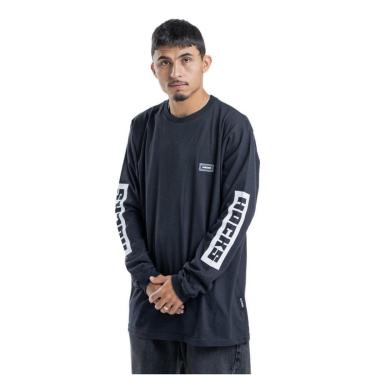 Imagem de Camiseta Manga Longa Adulto Logo Letter Hocks Preta-Masculino