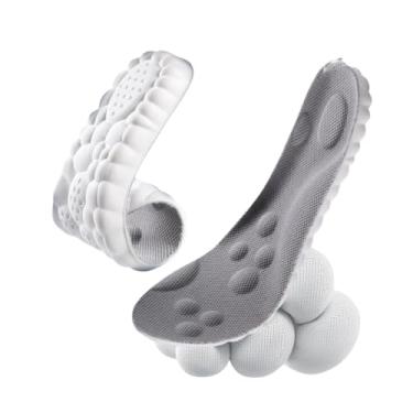 Imagem de VIRTAX Palmilha Ortopédica 4D Alívio De Dores Nos Pés Para Tênis Sapatos Chuteiras Anti Impacto Absorção De Choque Massagem Conforto Esportiva Cor Cinza Com Branco Vários Tamanhos 35 ao 41 Unissex (35-36)