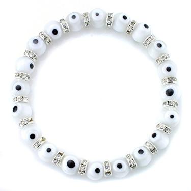 Imagem de Pulseira de vidro turca com olhos do mal Murano da JewelrieShop para mulheres (vermelho, preto, azul e olhos do mal) Branco