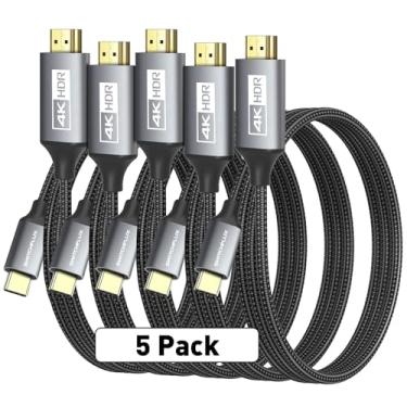 Imagem de SWITCHFLUX Cabo USB C para HDMI de 1,8 m | plugues banhados a ouro 4K | Cabo de alta velocidade tipo C macho para HDMI macho, Thunderbolt 3/4, compatível com iPhone 15 Series, MacBook, iMac, iPad Pro,