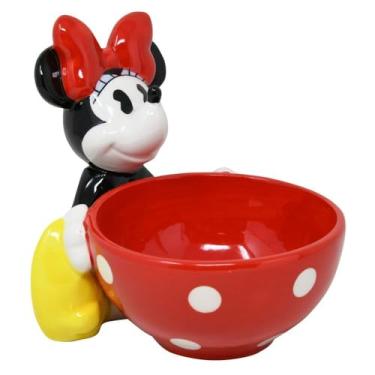 Imagem de Disney Prato de doces Minnie Mouse, oficialmente licenciado, tigela de lanche de cerâmica, estatueta - 15 cm