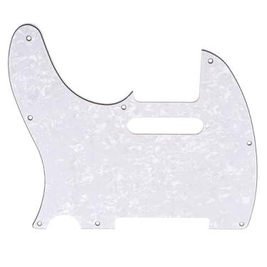 Imagem de Musiclily Canhoto 8 Furos Escudo Tele Pickguard para Guitarra Fender EUA/Mexicana Telecaster Standard Estilo Moderno, 4 Camadas Branco Perolado