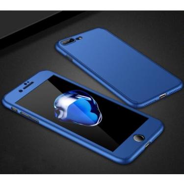 Imagem de Capa protetora de corpo inteiro 360 para telefone, vidro para iPhone 11 Pro Max XS X XR 7 8 Plus 6 6S 5 5S SE 2 2020 Capa rígida à prova de choque, azul marinho, para iPhone SE 2020