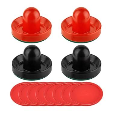 Imagem de Amagogo Empurradores de air hockey e discos de air hockey, remos de air hockey, acessórios de substituição para mesas de jogo, Preto e vermelho