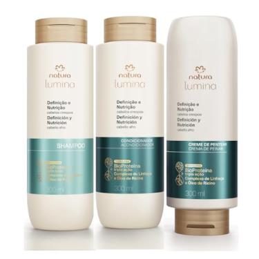Imagem de Natura Kit Lumina para Cabelos Crespos com Shampoo, Condicionador e Creme de Pentear - Definição, Brilho, Antiencolhimento, Anti-Frizz, Hidratação, Suavidade