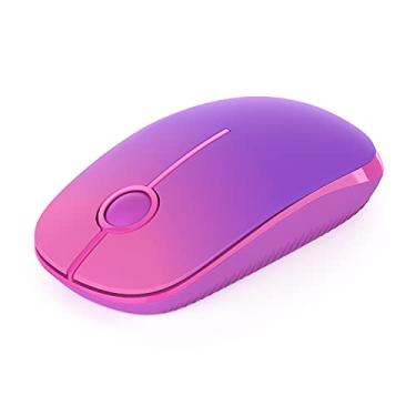 Imagem de Mouse sem fio – Mouse portátil fino de 2,4 G com nanoreceptor, mouse óptico móvel com menos ruído para notebook, PC, laptop, computador, Mac (roxo gradiente)