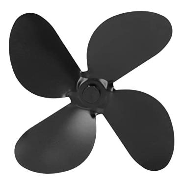 Imagem de Lâmina do Ventilador do Fogão, Liga de Alumínio de Design Padrão, Boa Combinação, Lâmina do Ventilador Lareira, Melhor Circulação de Ar para Reparo (Preto)