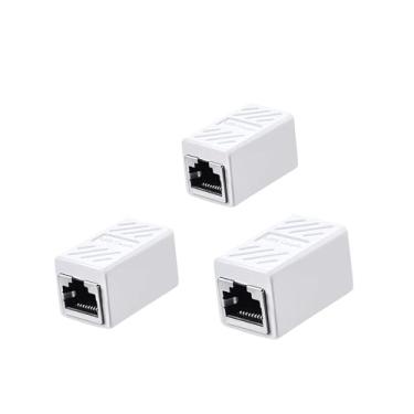 Imagem de Acoplador RJ45, acoplador Ethernet, acoplador Cat6 branco, pacote com 3 acopladores em linha para adaptador extensor de cabo Ethernet Cat8/Cat7/Cat6/Cat5e/Cat5 para PC/roteador/modem, fêmea para fêmea